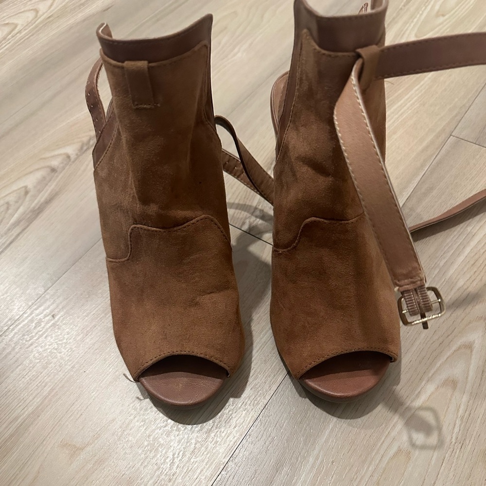 Brown ankle lace booties